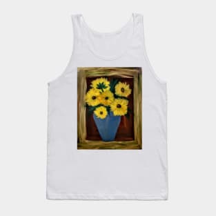 abstract sunflower in a metallic blue vase Tank Top